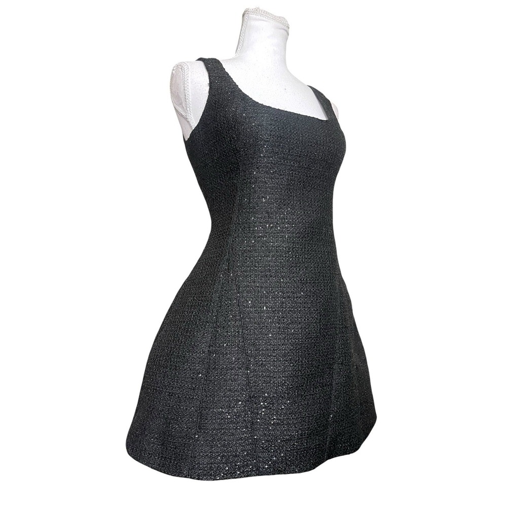 NWT Meshki Black Beth Tweed Mini Dress Wool Blend Sparkly Sz XS LBD Old Money - Picture 9 of 15